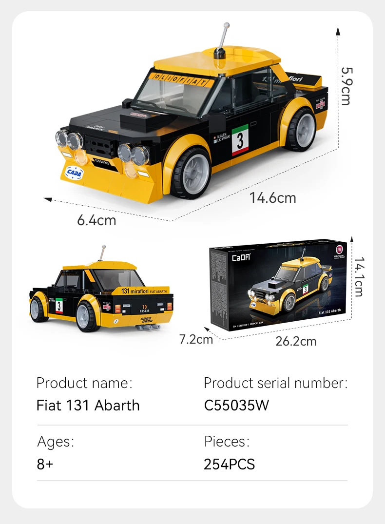 CaDA Offiziell lizenziertes 1:24 Baustein-Autoset / Sportwagen-Bausteine / Oldtimer / Audi A8 / Opel / Shelby / Fiat – Detail 14