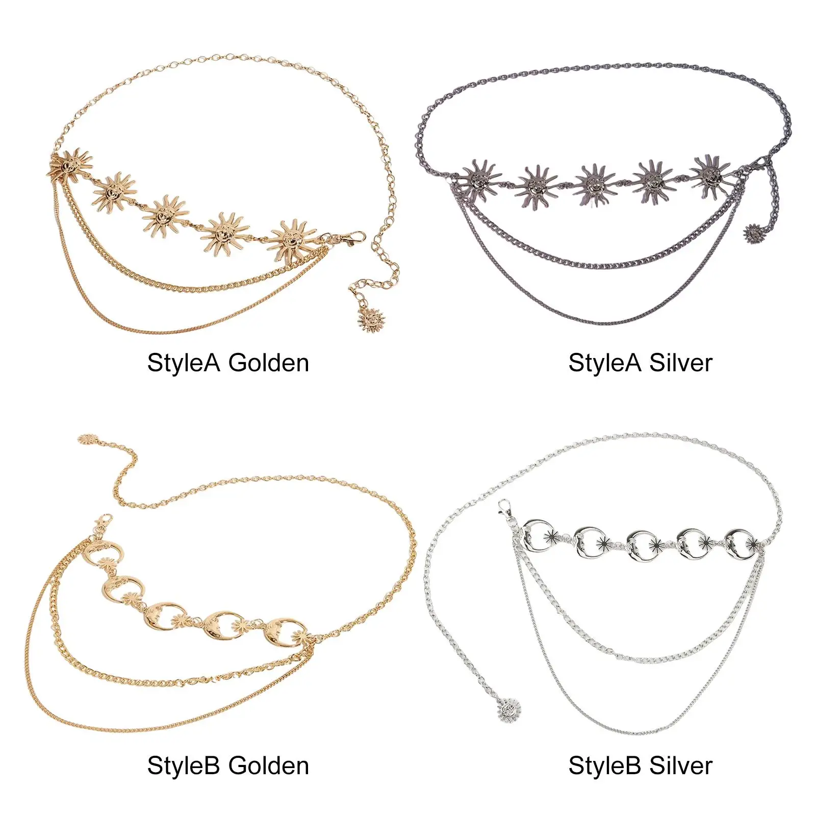 

Fashion Waist Chain Belt for Women 2 Layer Jeans Pants Jewelry