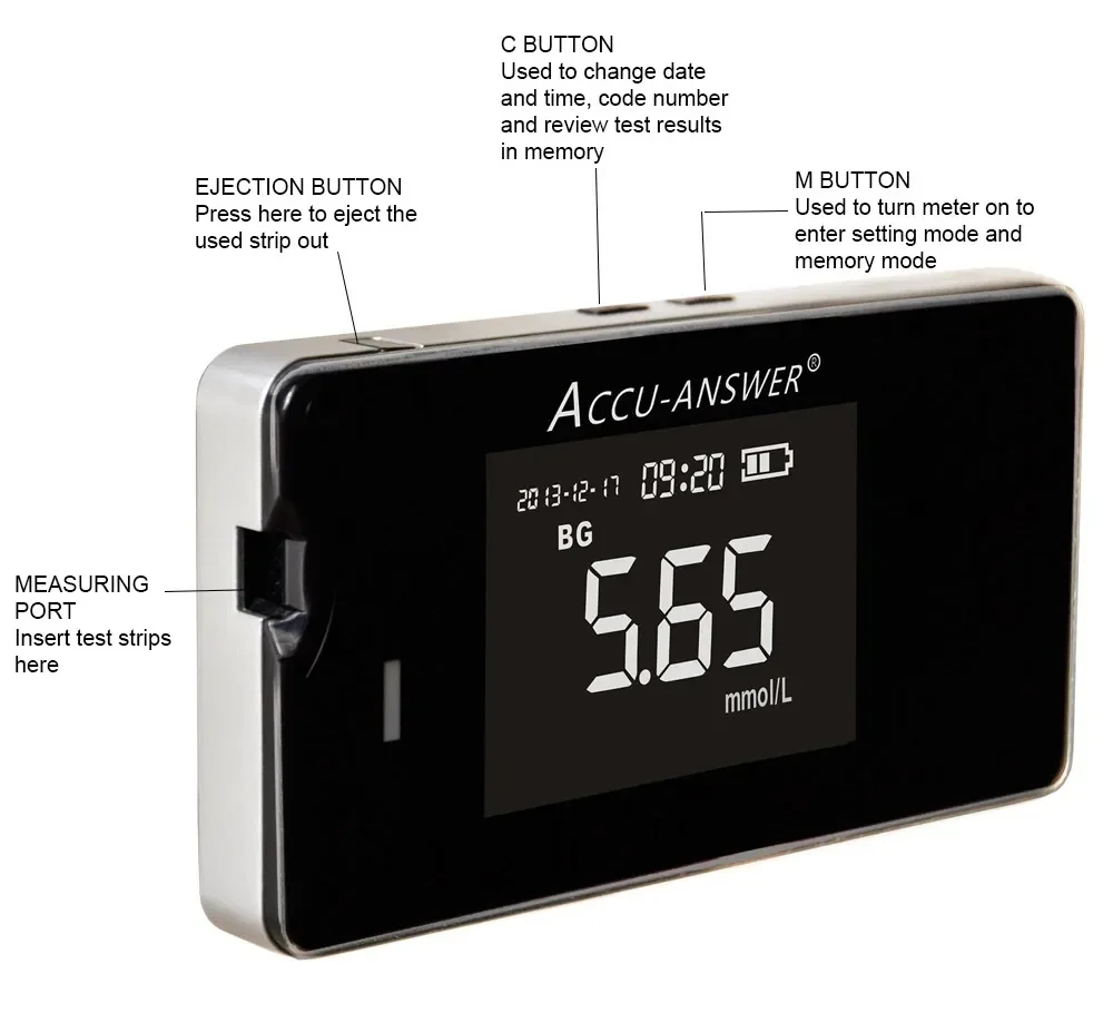 4-in-1 Accu Answer Hemoglobin Cholesterol Blood Glucose And Uric Acid Meter For Household Use