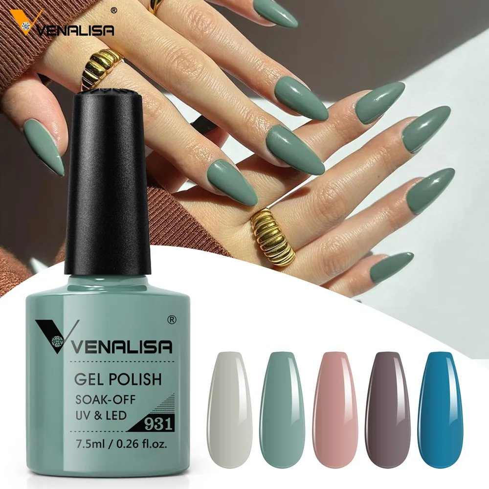 Venalisa – Vernis à Ongles Gel, de Couleur Chair, Séchage sous LED UV, Couche de Base et de Finition Sans Essuyage, Cosmétiques pour Manucure Artistique, 2 Pièces de 7,5 ml