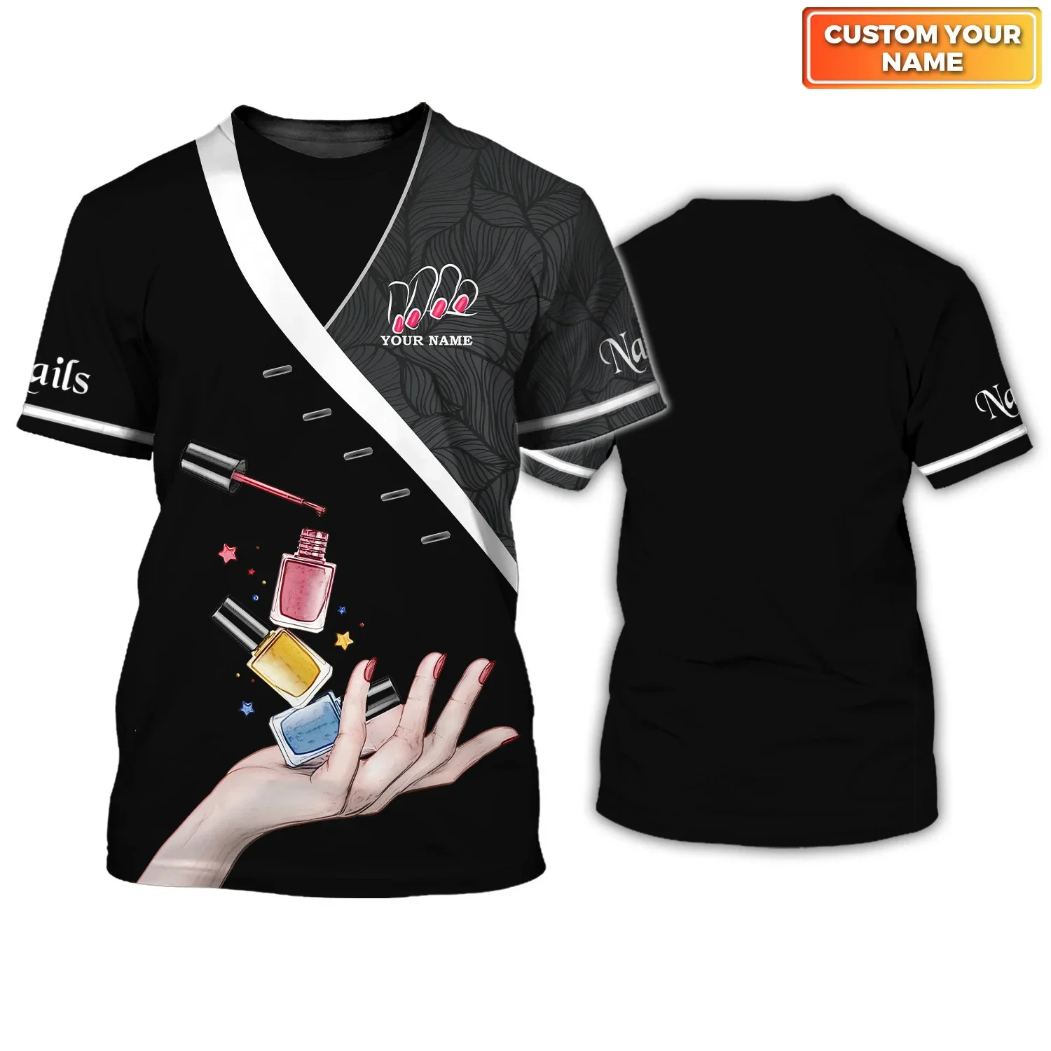 Neueste Nagel Künstler Sommer T shirt Custom Name Nagel Salon Uniform Manicurist Geschenk 3D Gedruckt Unisex t hemd Casual Tops DW166 – Detail 29