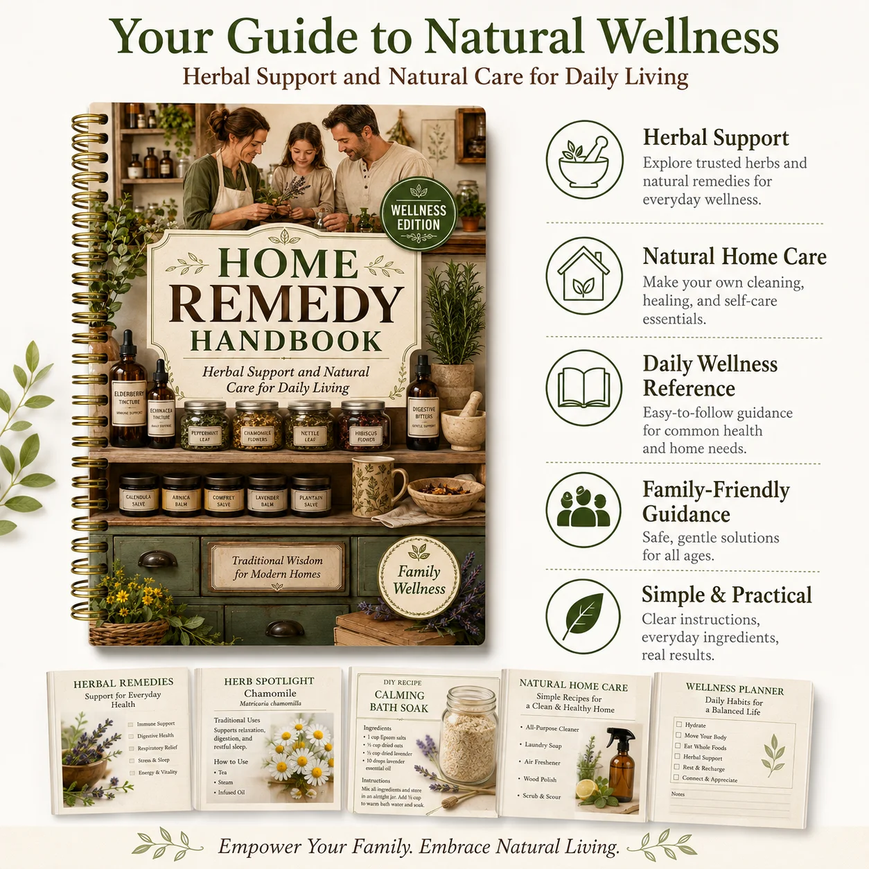 Wellness Edition Home Remedy Handbook - Herbal Support & Natural Care Guide for Daily Living Traditional Herbal Remedy Book