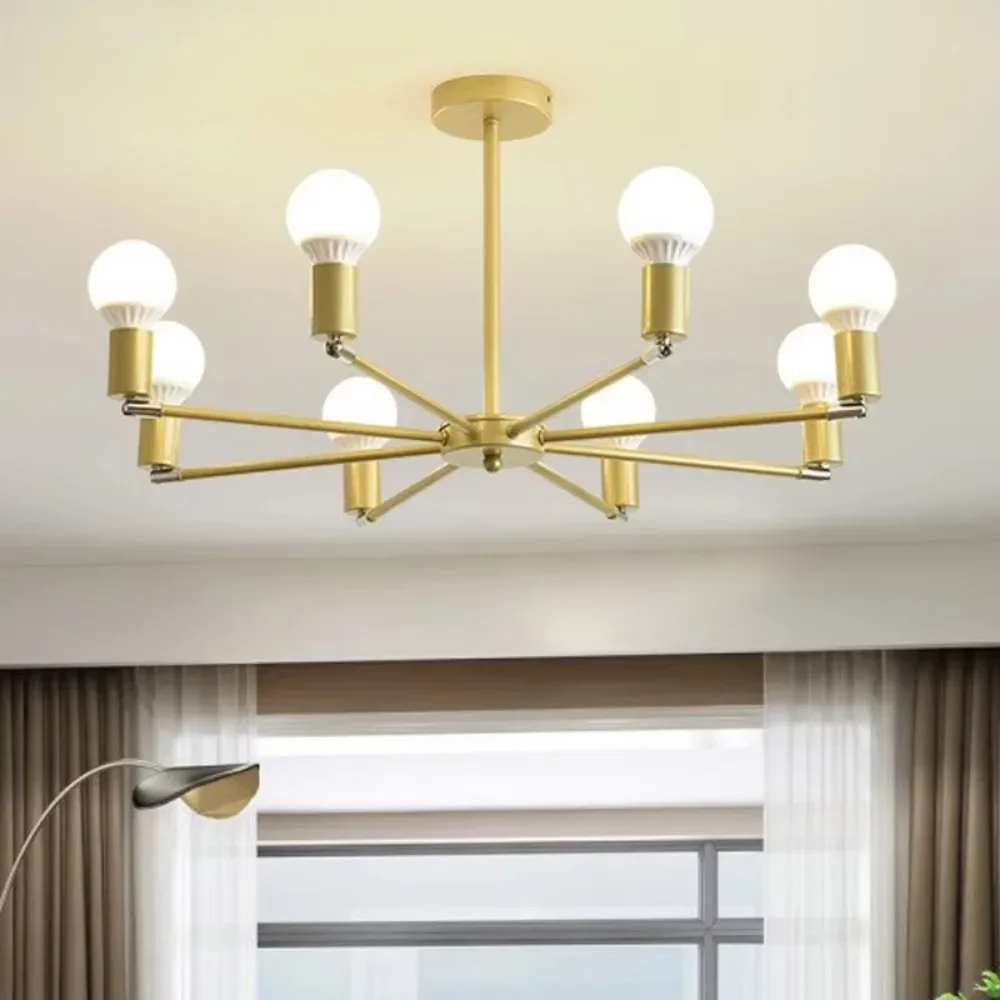 Vintage Pendant Lamp LED Gold Black 6/8 Bulbs Ceiling Light Modern Home Decoration Chandelier Lamp Balcony Kitchen Living Room