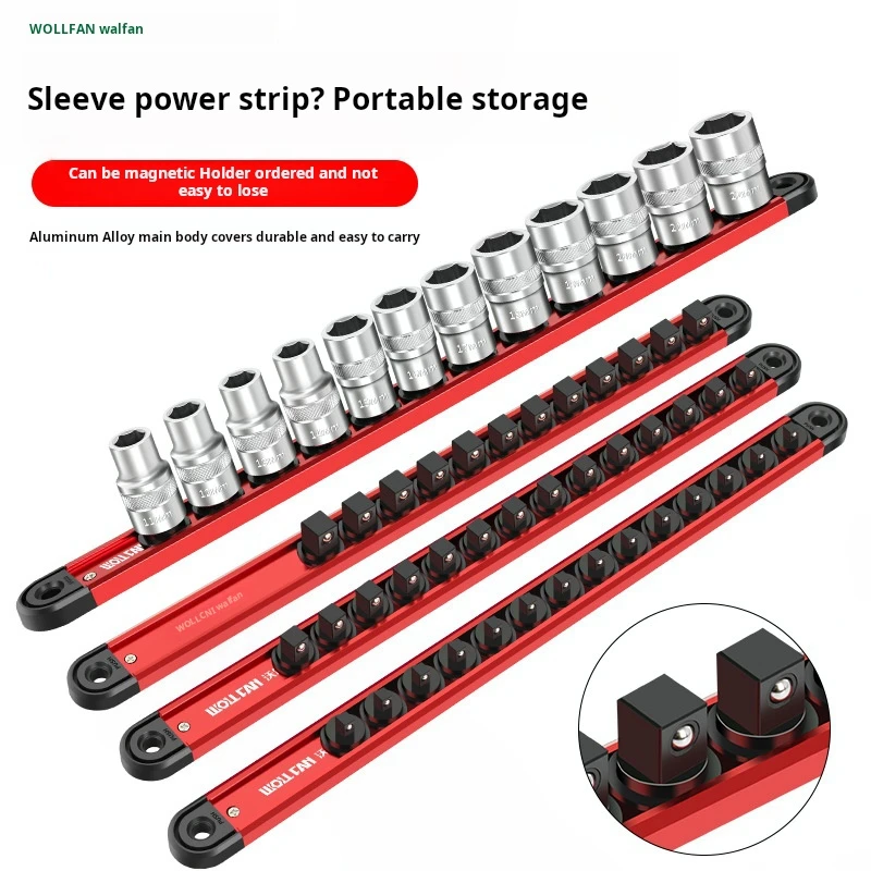 Sleeve socket tool Auto Repair arrange metallic Socket Storage Bracket Magnetic Socket Holder Aluminum Alloy Socket Rail 5