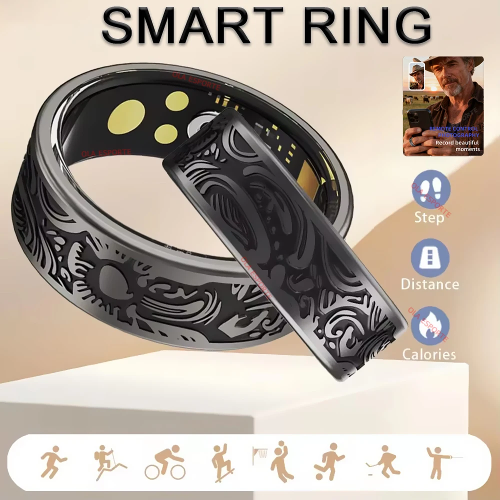 2025 New Smart Ring Men Women, Heart Rate Blood Oxygen, Blood Pressure Monitor, IP68 Waterproof Sports Smartring For Android IOS 1