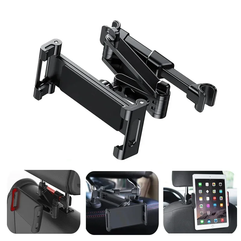 ABS Car Rear Phone Tablet Holder Rotating Headrest Bracket