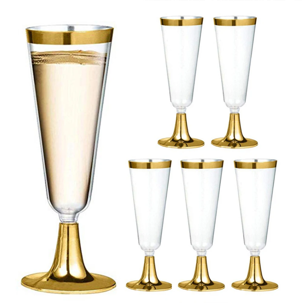 6Pcs/Set 150ML Disposable Red Wine Glass Plastic Champagne Flutes Glasses Cocktail Goblet Wedding Party Supplies Bar Drink Cup