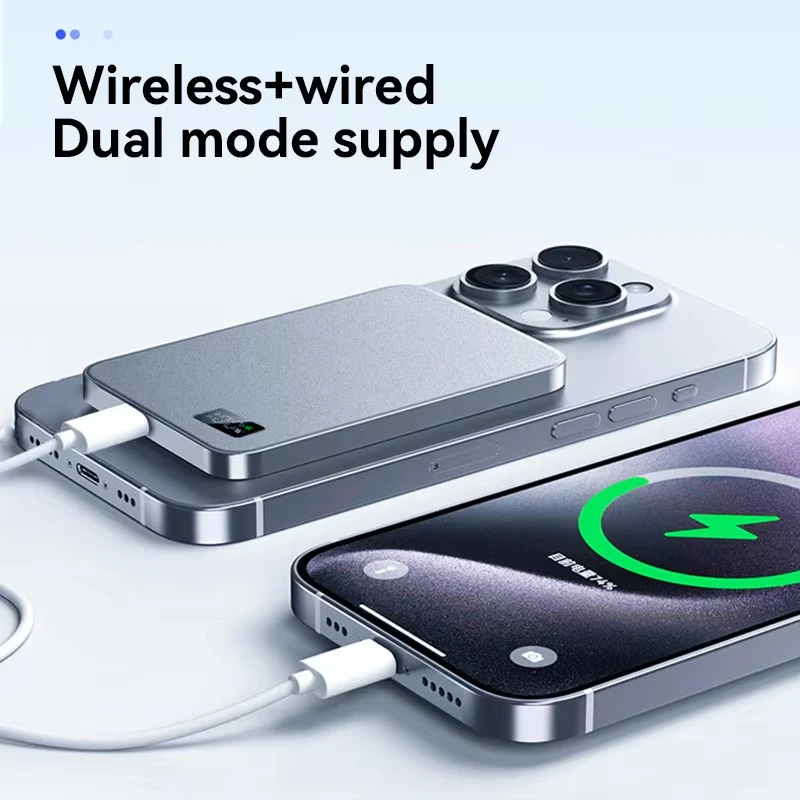10000mAh Thin Magnetic Wireless Power Bank PD25W Fast Charging Portable External Battery 5000mAh Magnetic For iPhone Samsung 4
