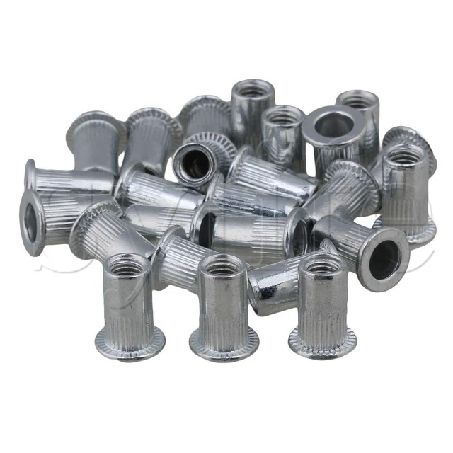 100 Pcs M4×11 Écrou À Rivet Fileté À Tête Plate,Écrous À Riveter