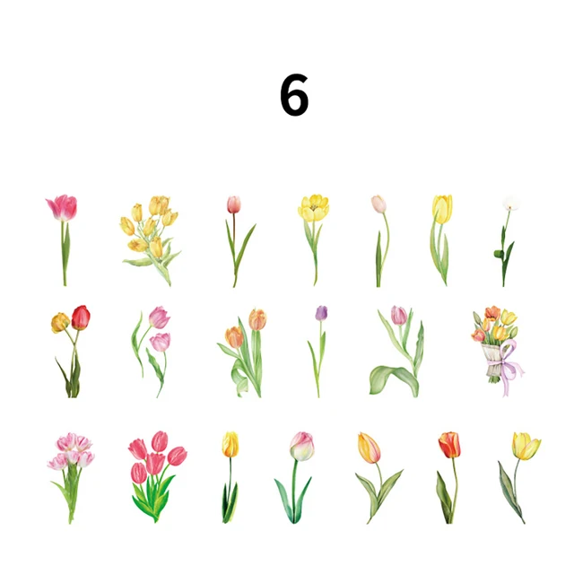 40Pcs/bag Vintage Leaves Flowers PET Sticker Package DIY Diary Decoration Sticker Album Scrapbooking Plants Deco Stickers 6