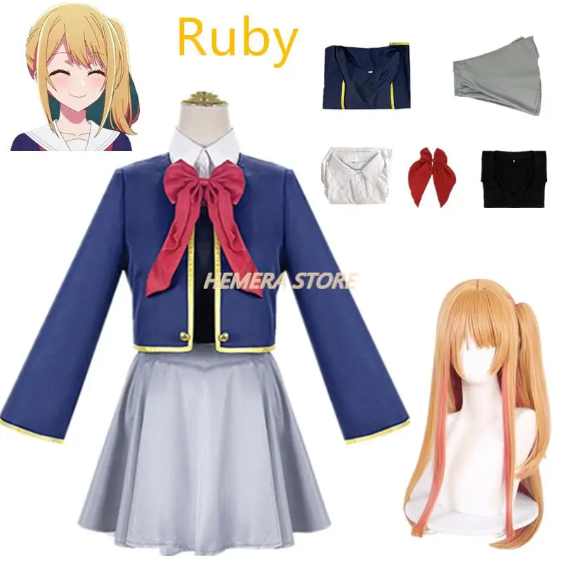 

Ai Hoshino Aqua Anime Oshi No Ko Ruby Hoshino Cosplay Costume Wig Jacket Skirts Uniform Outfit Suit Halloween Party For Women