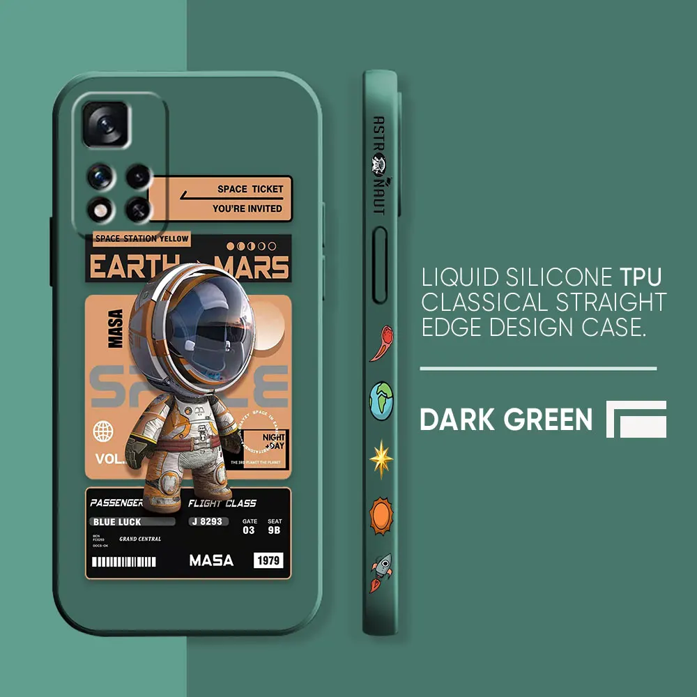 thumbnail image 1 of Case For Redmi Note 12 11 11T 11R 11E 10 9 8 7 7S PRO PLUS 4G 5G Simple Liquid silicone Case Stylish Luxurious Space Astronauts, 1 of 5