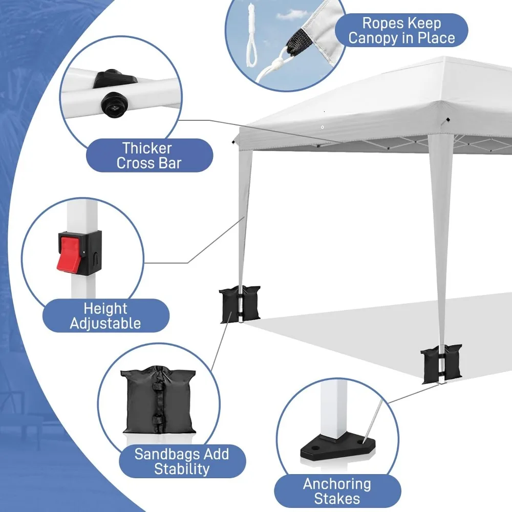 Pop Up Canopy Tent Portable Instant Gazebo Party Tent with Sandbags & Rolling Bag Outdoor Canopy for Outdoor Even 5
