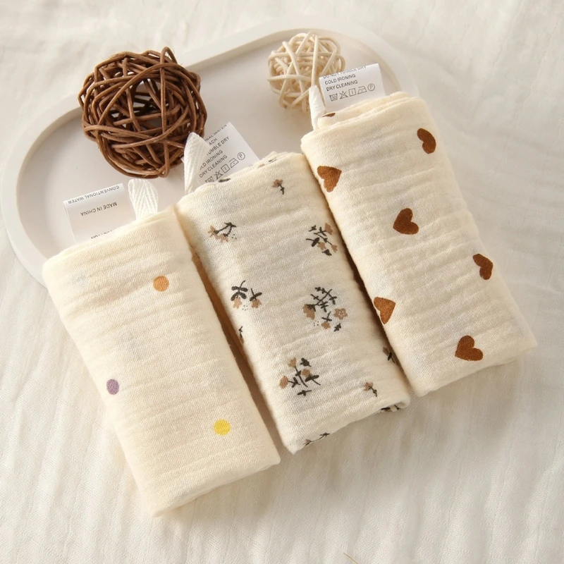 3PCS Cotton Handkerchief Face Towel 4-Layer Gentle and Absorbent Drooling Bib Mouth Wipe Cloth for Bathing and Feeding bath towel