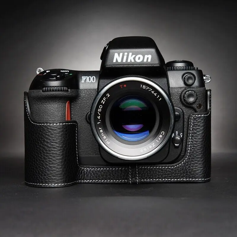 Per Nikon F80 Custodia Per Mezza Fotocamera In Vera Pelle Fatta A Mano Con Strato Superiore