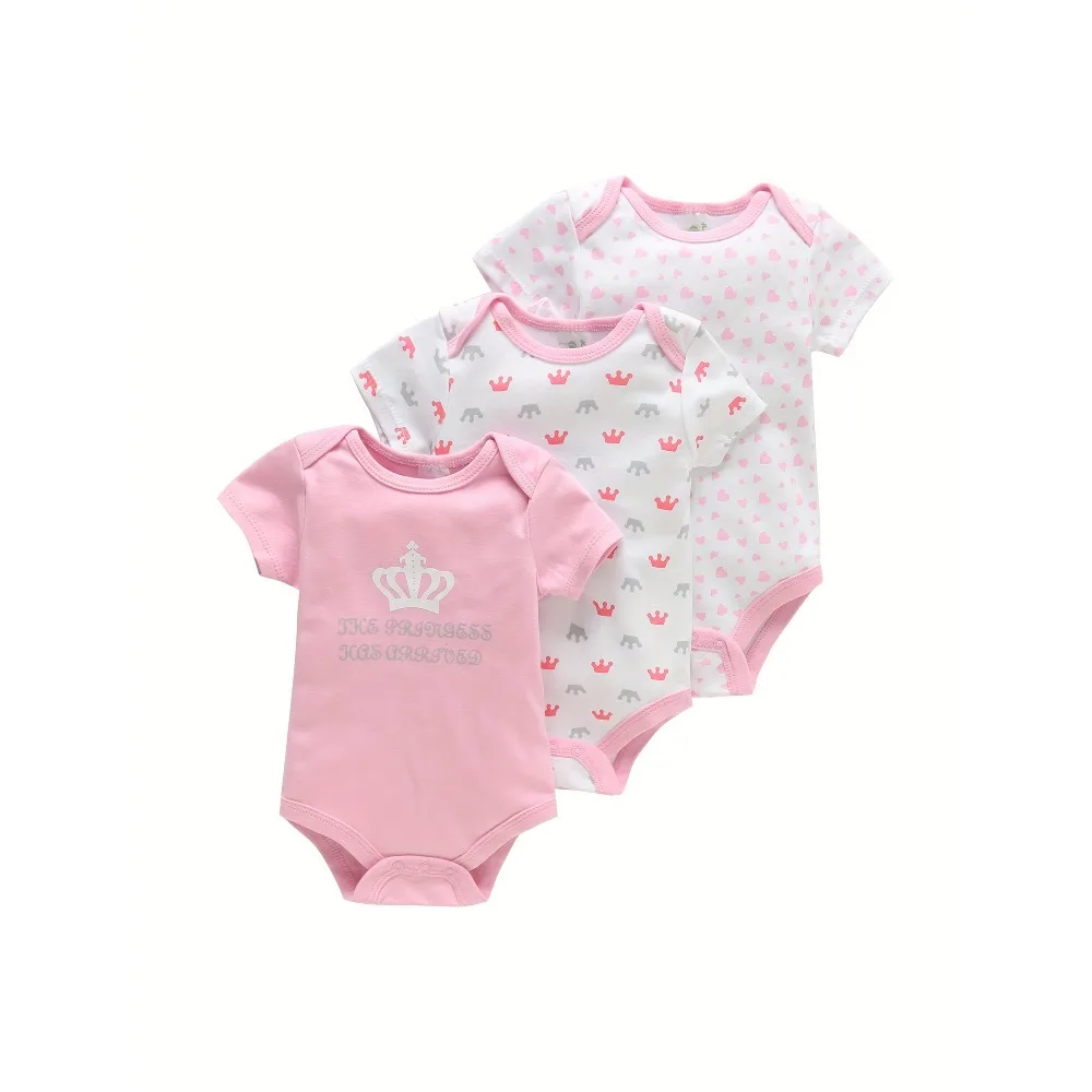 3PCS Infant Baby Cute Graphic One-piece Clothes For Boys And Girls, Newborn Pure Cotton Summer Romper newborn clothes 3