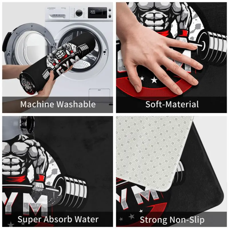 Custom Bodybuilding Gym Doormat Non-Slip Entrance Bathroom Kitchen Door Floor Mats Fitness Muscle Garden Rug Carpet Footpad 4