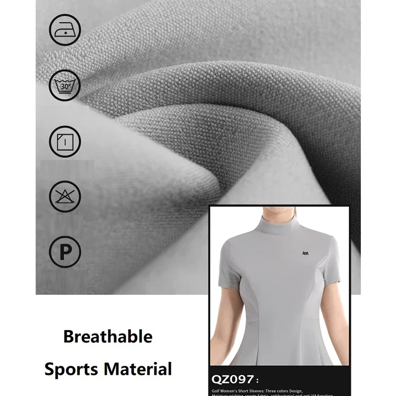 Pgm Golf Wear Women's Short Sleeve Ruffle Dress Outdoor Breathable High Waist Dresses Lady Korean Style Anti-exposure Skirt