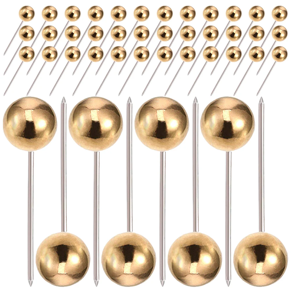 

400PCS Round Head Map Flag Push Map Tacks Metal Fixed Plastic Round Ball Needle Cork for School Home Office (Golden)