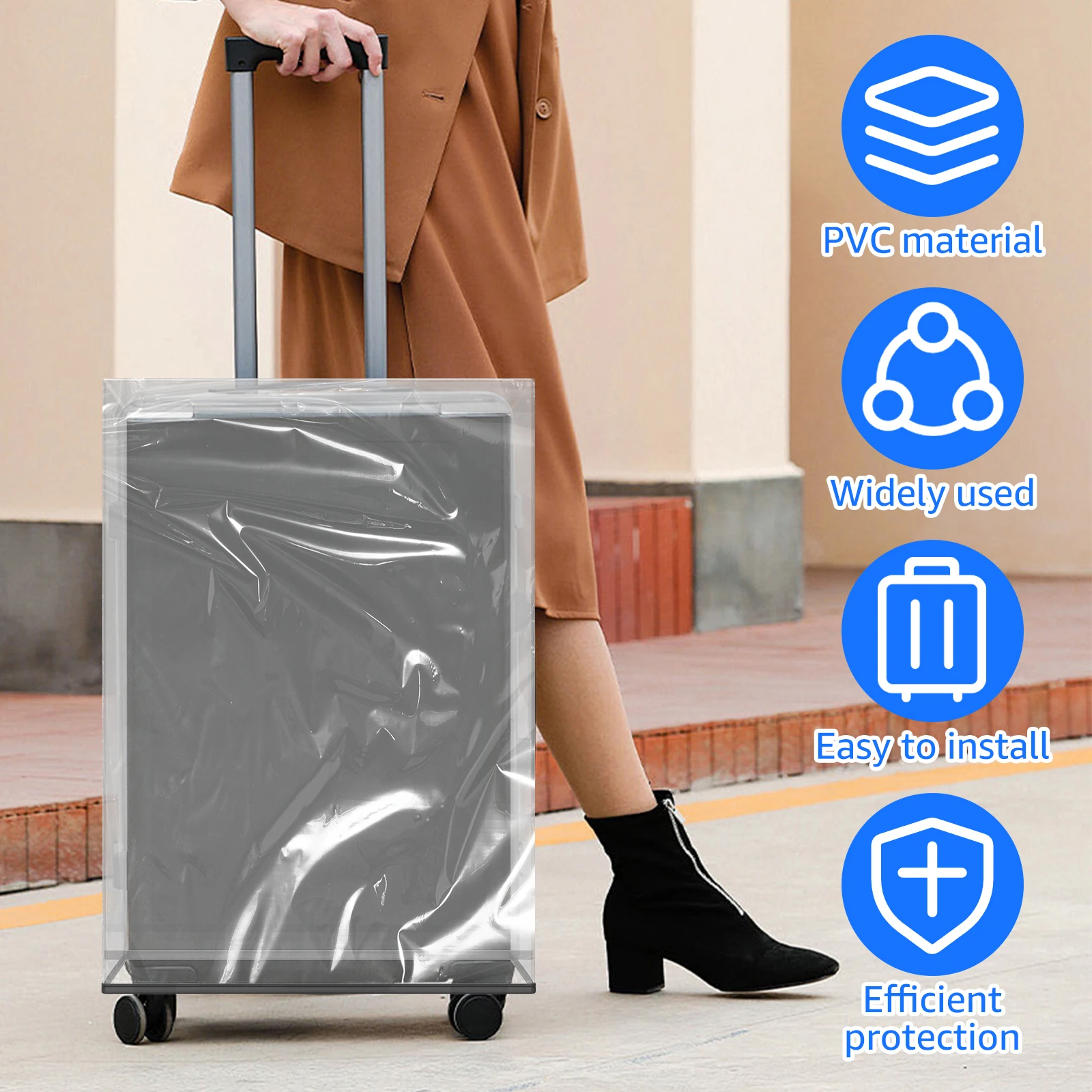 3Pcs Transparent Luggage Protector Covers PVC Dustproof Suitcase Covers 3 Size Anti Scratch Waterproof Luggage Cover for Travel