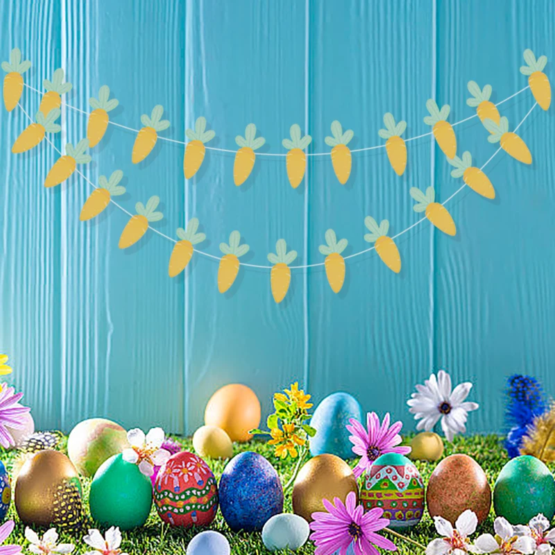 3Meter Paper Bunny Rabbit Egg Garland Banner Flags Kids Birthday Party Supplies Baby Shower Hanging DIY Easter Day Decor Bunting