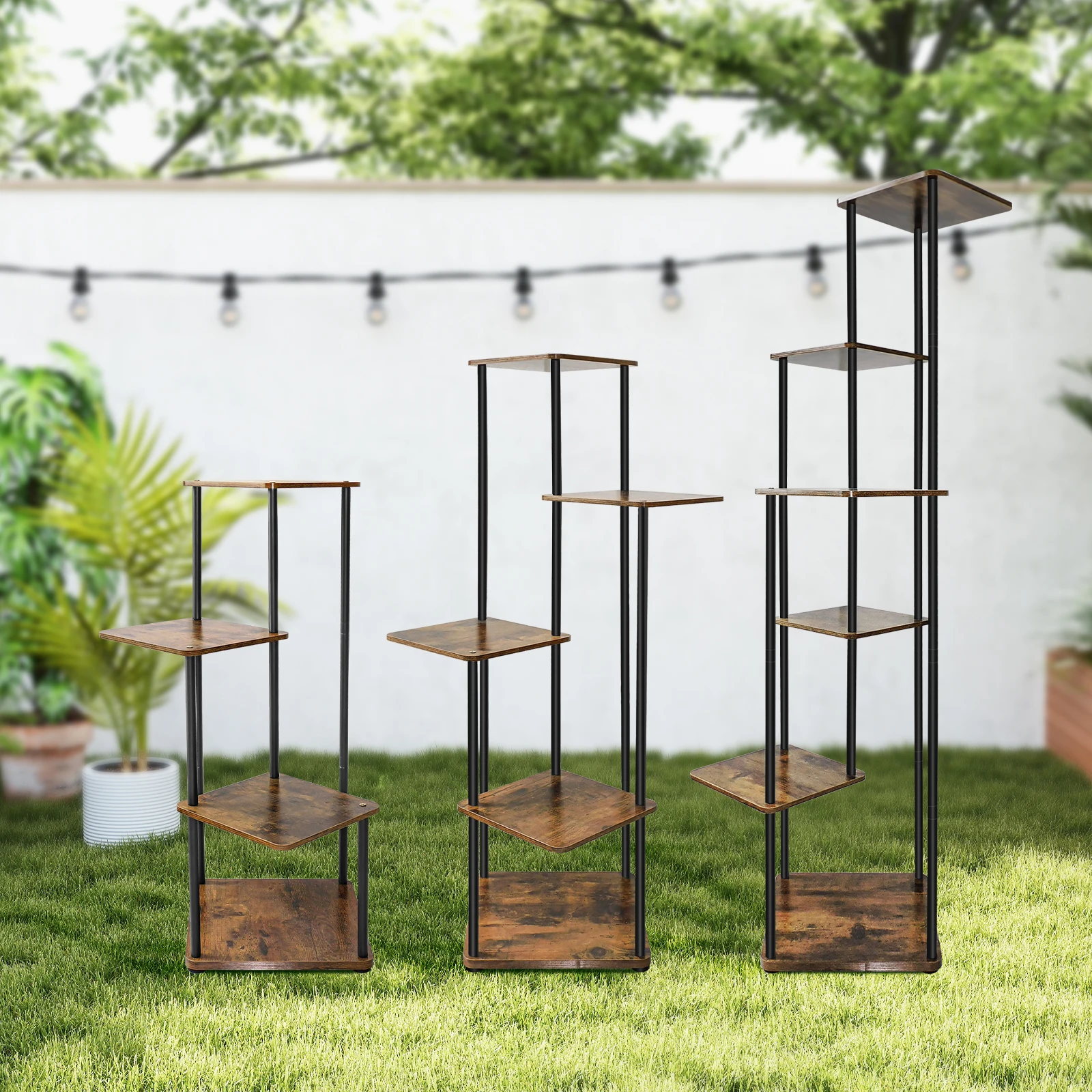 Hoher Pflanzenständer für den Innenbereich, 6-stufiges Metall-Pflanzenregal für mehrere Pflanzen, abgestufter Eck-Blumenständer für Terrassengarten – Detail 2