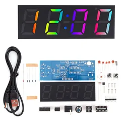Vibrant DIY Digital Clock Kit with Date, Temperature & Alarm Features for Soldering Enthusiasts (Seven colors)