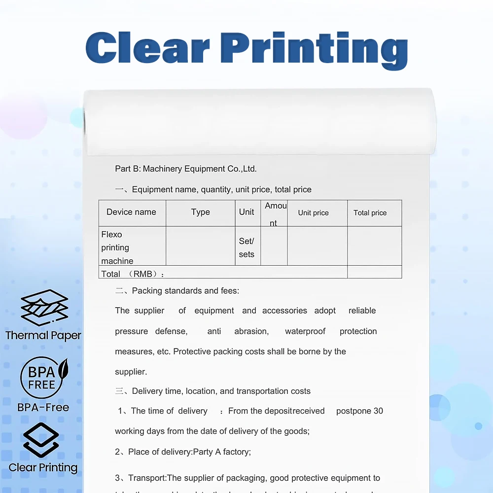 1/5롤 A4 감열지 롤 빠른 건조 투명 인쇄 210x30mm 휴대용 A4 감열 프린터에 적합한 감열 인쇄 용지