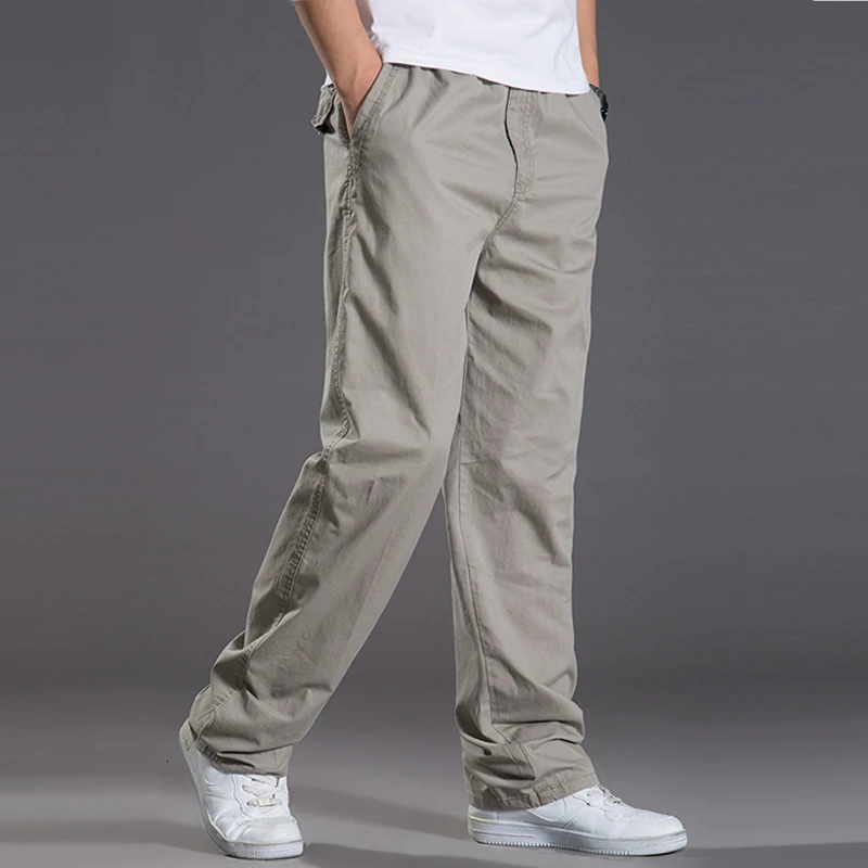 Men'S Elastic Casual Zipper Pocket Straight Pants Work Fitted Jogging Oversize 5xl
