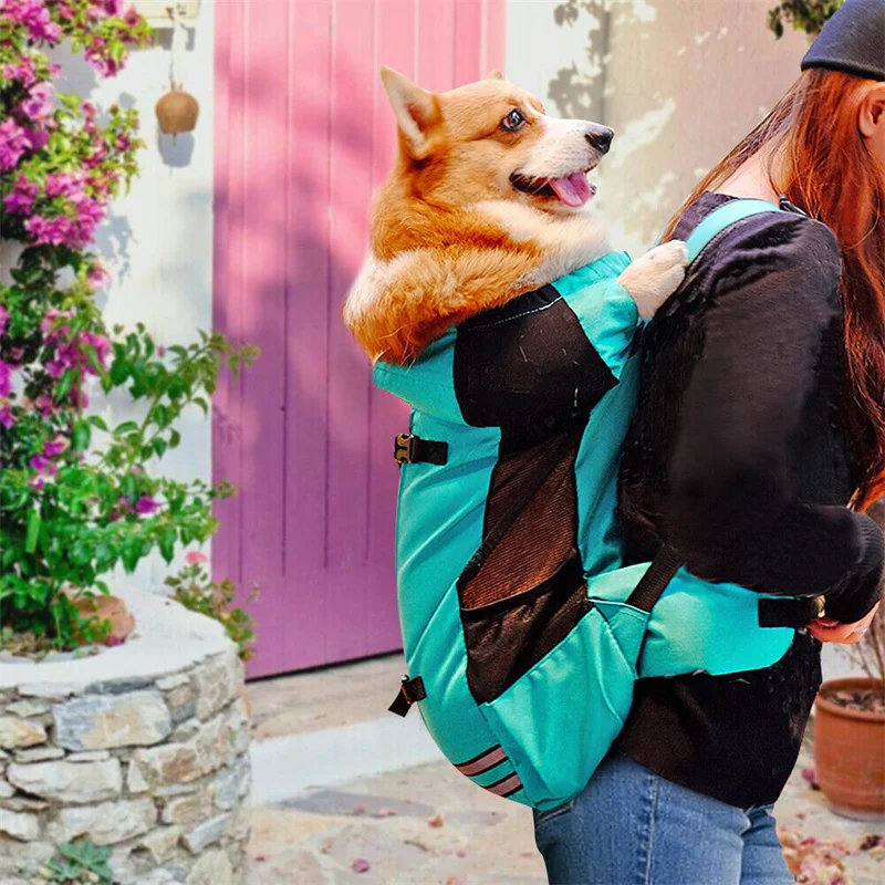 Pet Carrier Bag Pet Carrying Bag Pet Backpack Puppy Carrier Bag Reflective Breathable for Corgi Bulldog Large Dogs Adjustable Outdoor Hiking