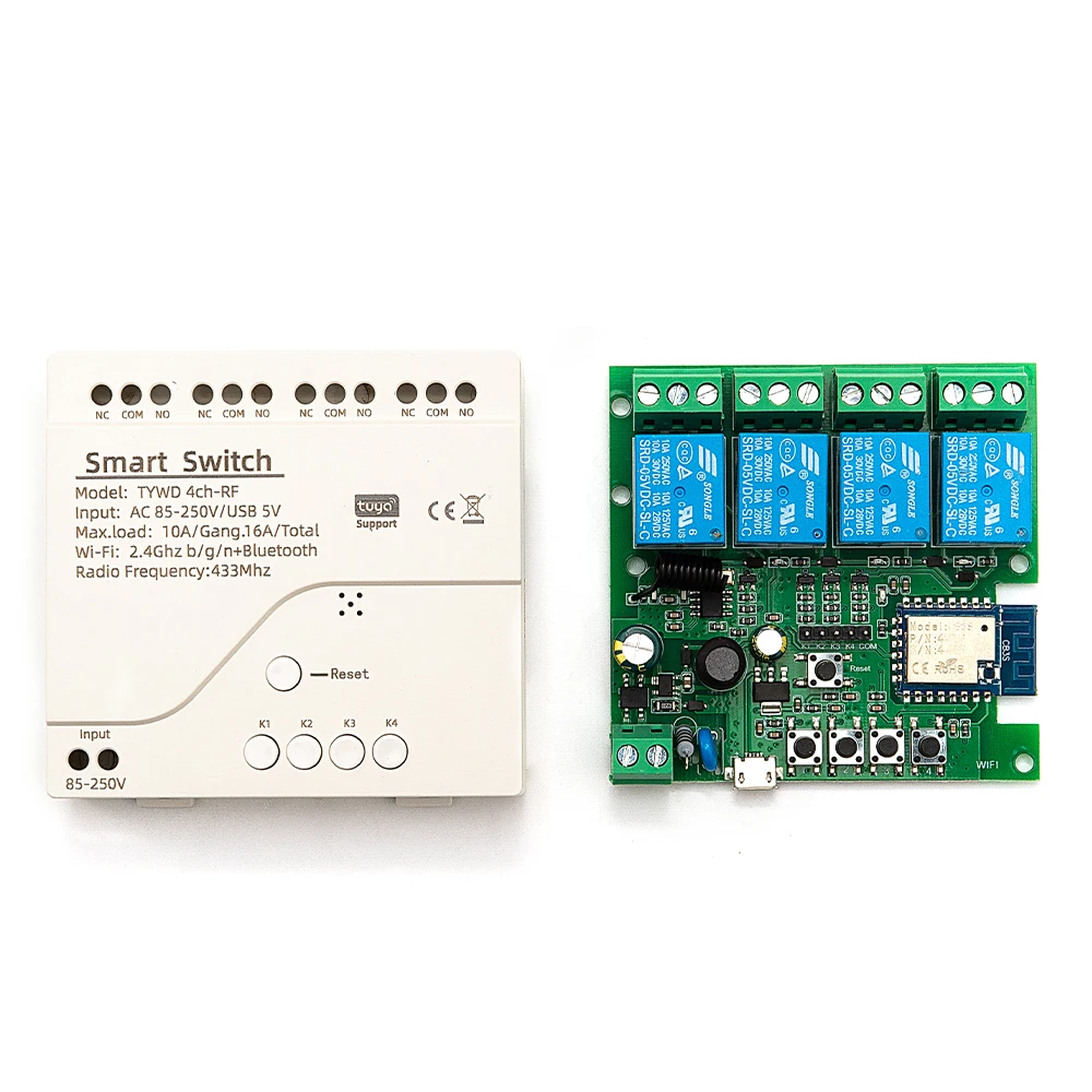 

Tuya Smart Remote Control Wireless Wifi Switch Module 1/2/4CH DC 7-32V 220V Relay Receiver for Led Light Lamp Fan DIY