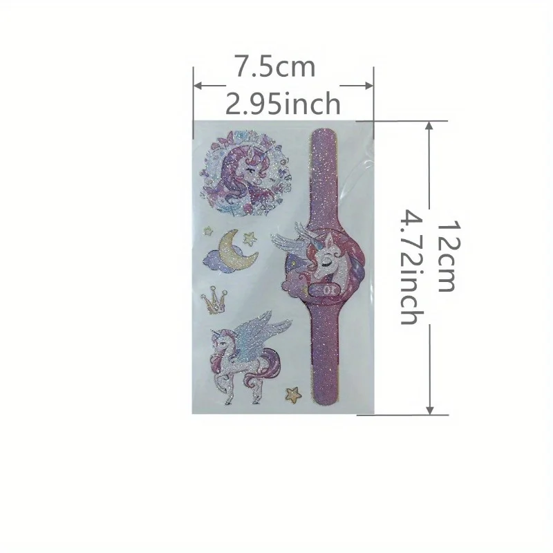 14 Sheets Glittering Unicorn Tattoo Stickers for Personalized Decoration, Temporary Tattoos for Children Kids 4