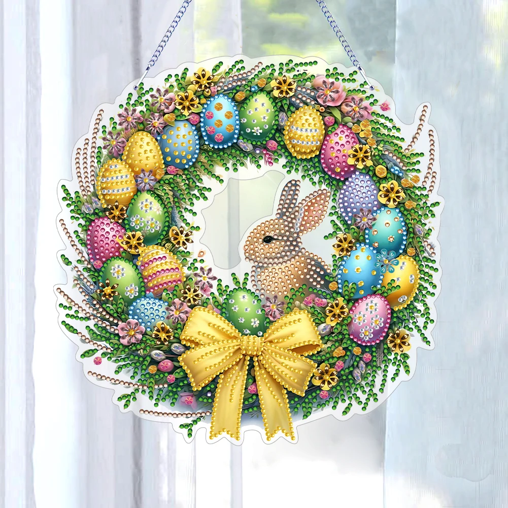 DIY Acrylic Easter Wreath Diamond Painting Pendant