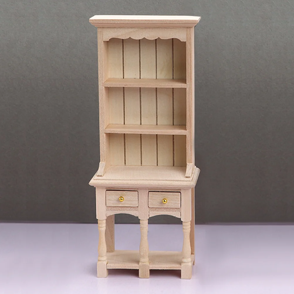 Furniture for Dolls Model House Storage Cabinet Tiny Homes Bookshelf Birch Accessories Shelves