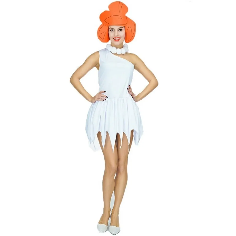 Womens Wilma Flintstone Costume Men's The Flintstone's Barney Rubble Costume Party Caveman Cosplay Halloween Costumes for Adult