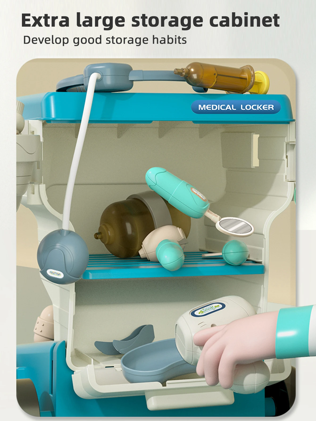 Doctor kit for kids, toy medical cart kit for toddlers with sounds, 3-5 year old toddler pretend to play doctor games 5