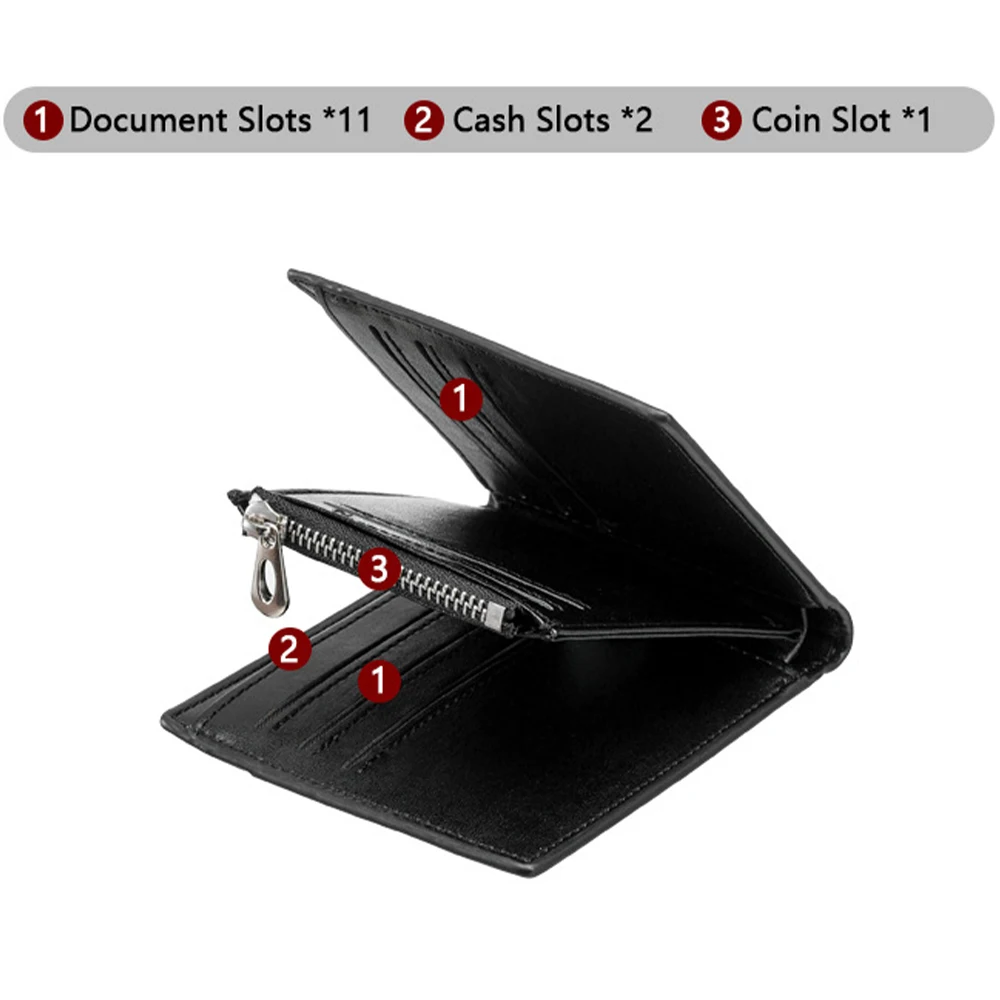 1Pcs/Baellerry Men's Short Wallet, Multifunctional Large-Capacity Id Card Holder, Zippered Coin Pocket, Business Casual Wallet