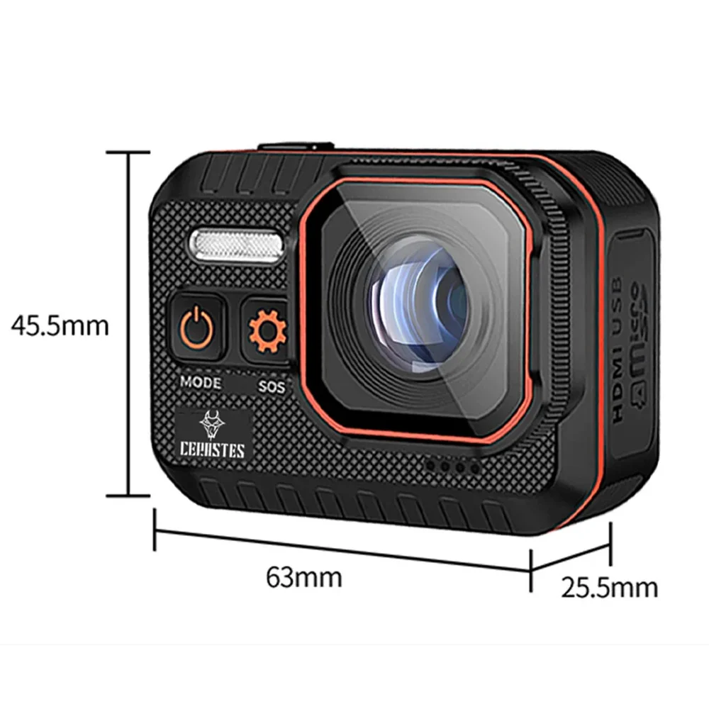 Action Camera CERASTES 4K60FPS 1/2.4&Prime; 16MP Sensor With Remote Control Screen Waterproof up to 10m 170&deg; Ultra-Wide