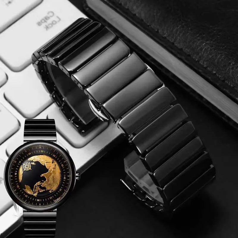 Premium Ceramic Watch Strap - Barrel Shaped White Quick Release 22mm Waterproof Bracelet