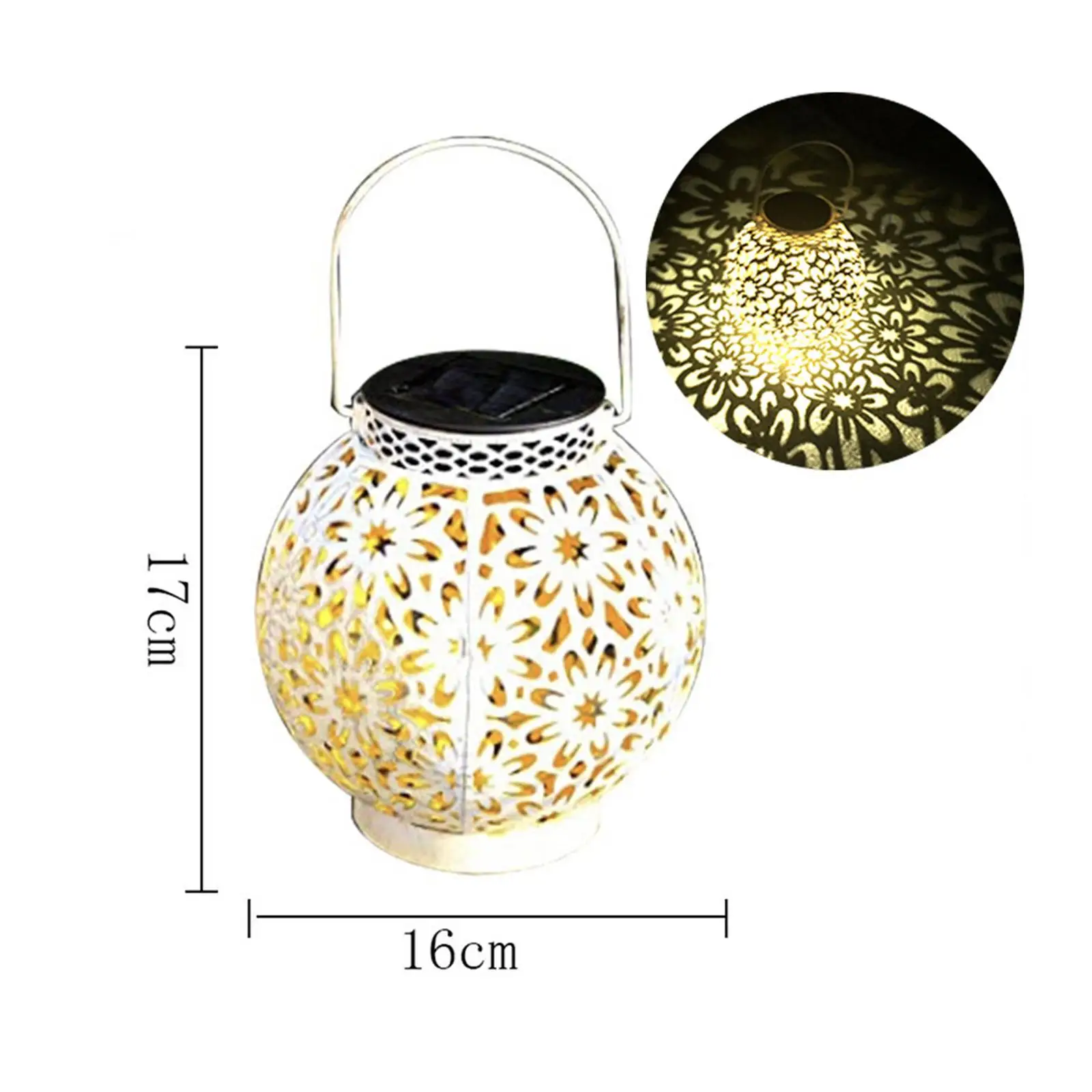 Hanging Lanterns Retro Hollow Solar Light with Handle Outdoor Garden Lights Decor for Yard Tree Fence Patio Yard Light