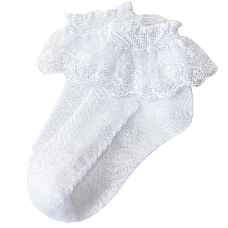 10 Pairs/lot Kids Baby Girls Socks Lace Ruffle Mesh Children Ankle Short Princess Breathable Cotton Pink White Blue Toddler Sock
