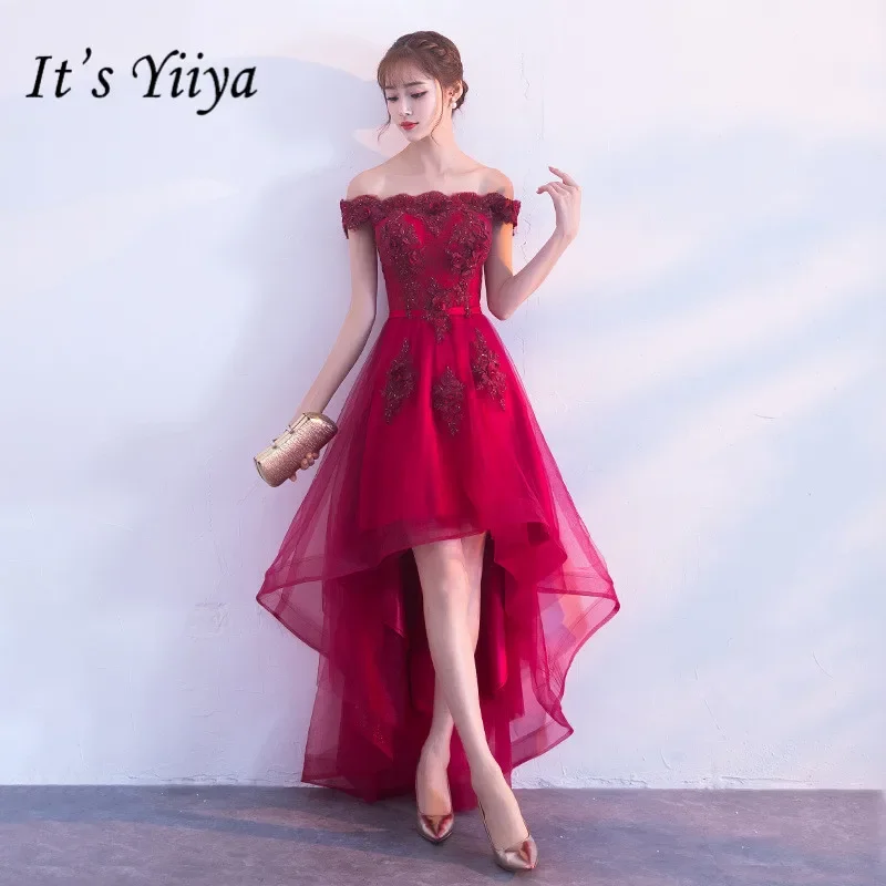 Evening Wine Red Boat Neck Cocktail Dresses Embroidery Tea-Length Plus size Customization For Evening Dresses Cocktail Dress Women Formal Dress Party Gown H063