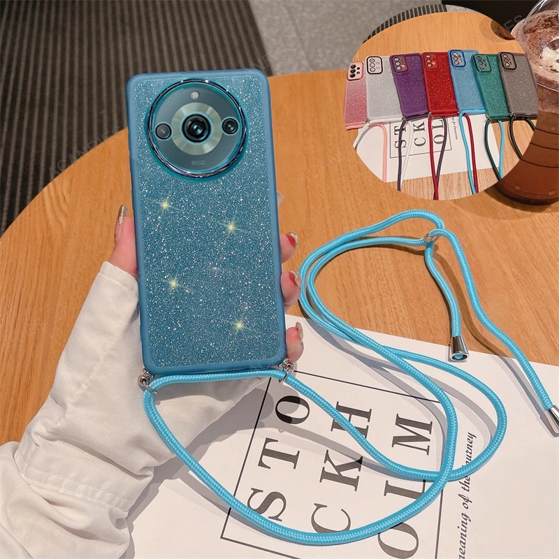 Crossbody Lanyard Glitter Silicone Clear Soft Case Cover