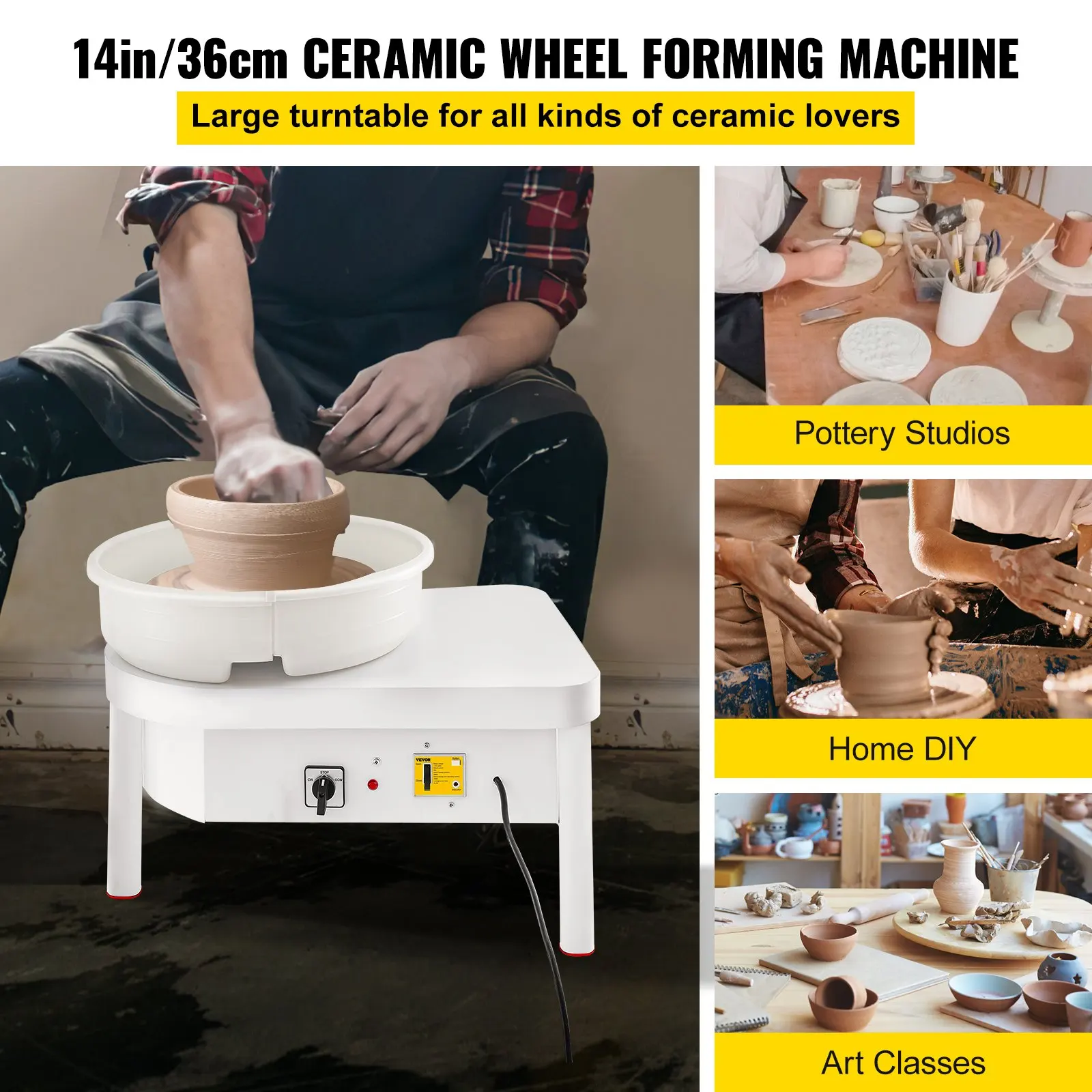 450W Pottery Forming Machine 36cm Pottery Wheel Ceramic Machine Foot Pedal Wheel DIY Clay Art Craft 220V/110V pottery wheel ceramic tools