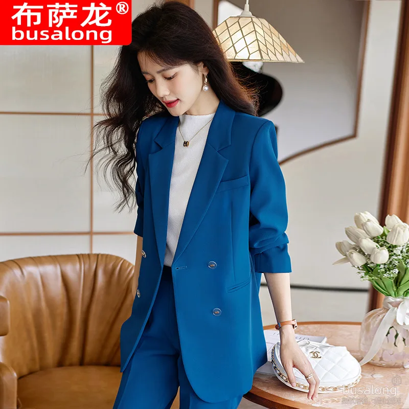 

Blue Suit Jacket Women's High Sense 2023 Spring and Autumn New Casual Korean Style Small Professional Tailored Suit Suit