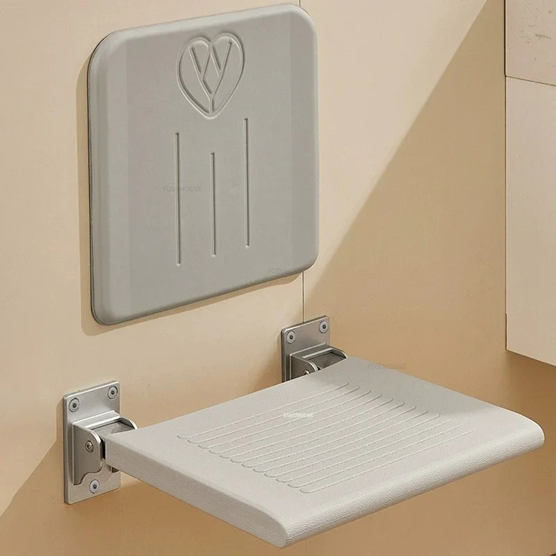 Home Non-slip Elderly Bathing Special Back Bathroom Chair Folding Wall-mounted Bathroom Seats Shower Chair Changing Shoe Stool 2