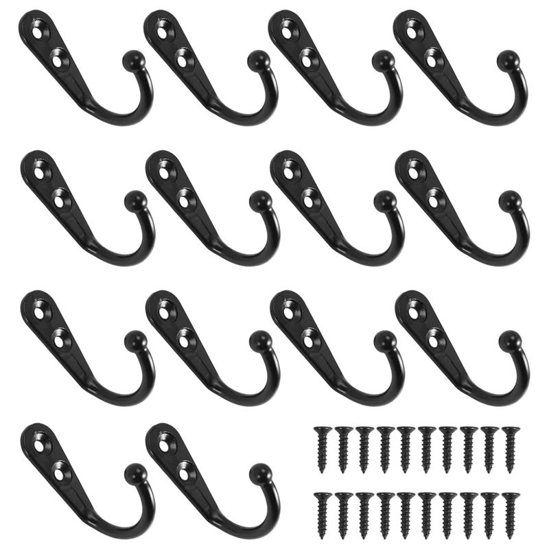14 PCS Wall Mounted Hooks Coat Hooks Door Robe Hook For Hanging Towel Hat Key Cup Single Metal Hook For Bedroom-A021