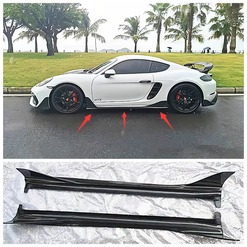 

Fits For Porsche Cayman 718 Boxster 2019 2020 2021 2022 Rear Carbon Fiber Side Skirts Kit Lip Splitters Bumper Cover