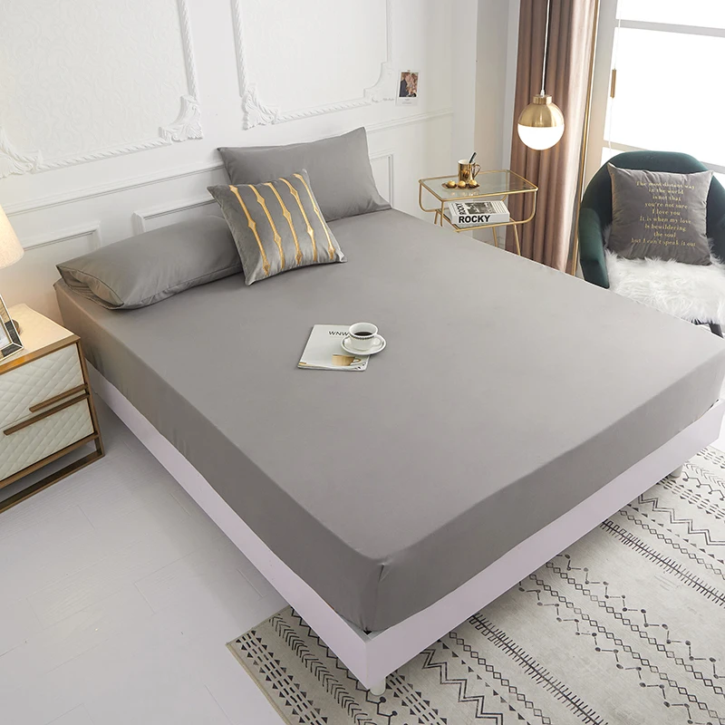 1 piece of solid color bed sheet for bedroom 100%Polyeste Elastic Band Around bedding Fitted Sheet Only (excluding pillowcases) 4