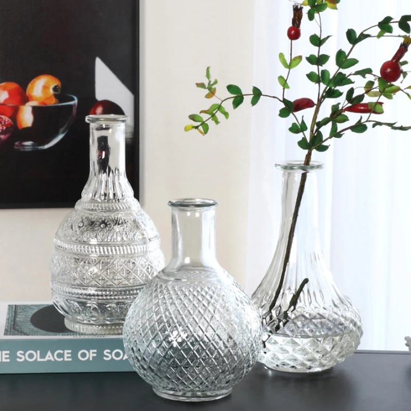 

Moderrn Style Transparent Glass Vase Florarium Cabinet Decorative Hydroponic Flower Arrangement Bottle Living Room Office Decor